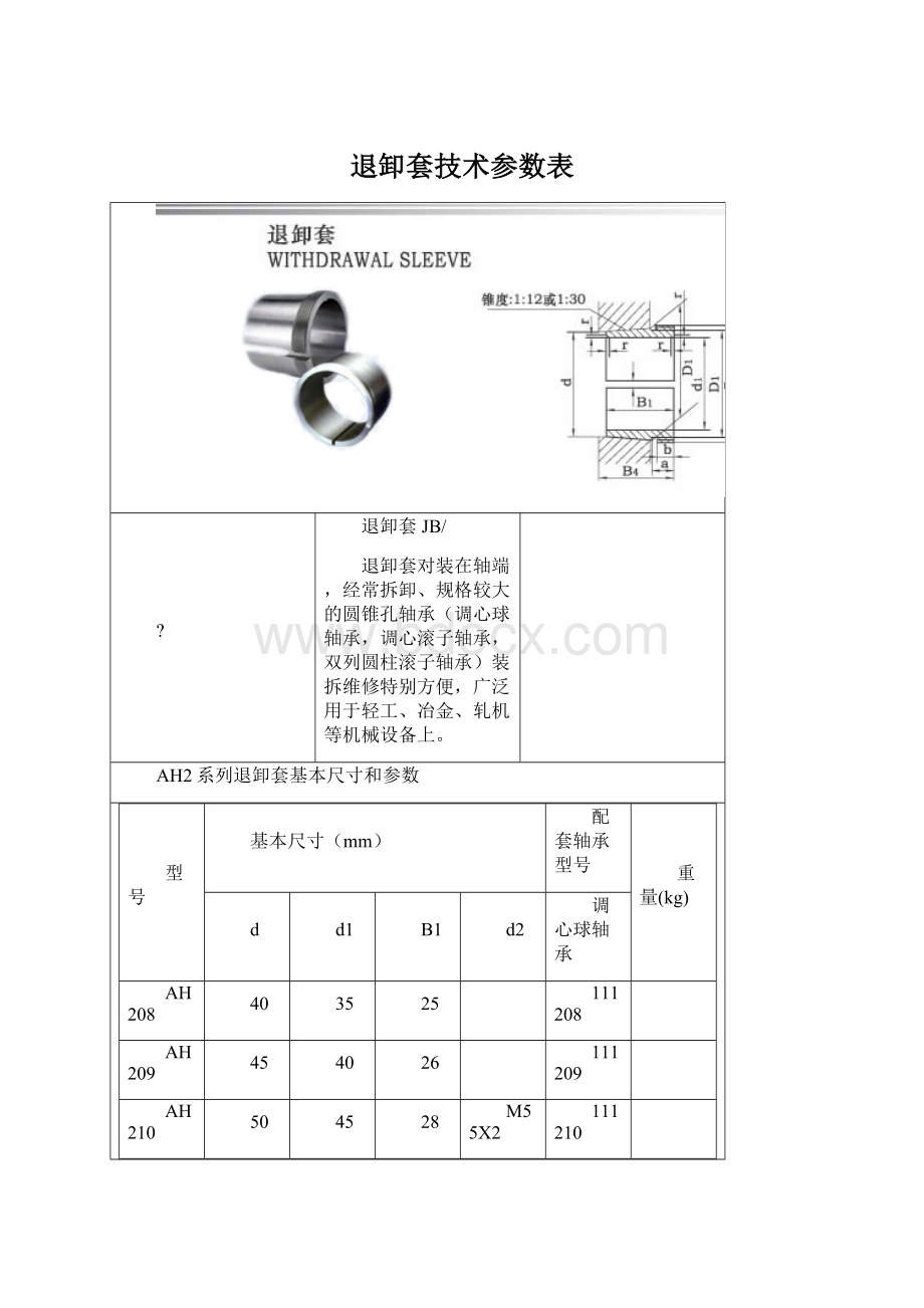 退卸套技术参数表.docx