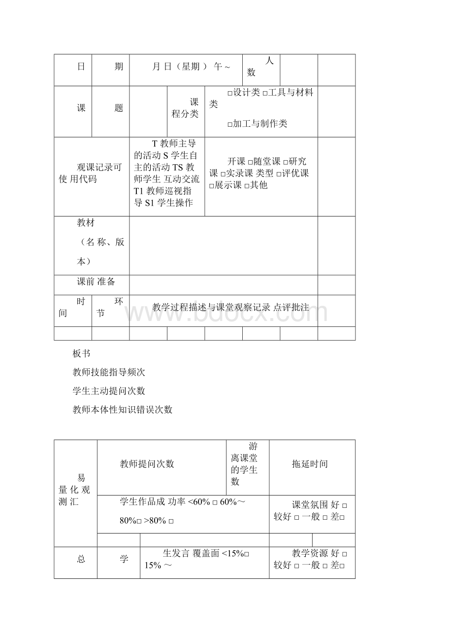 初中劳技课堂教学评价表.docx_第2页