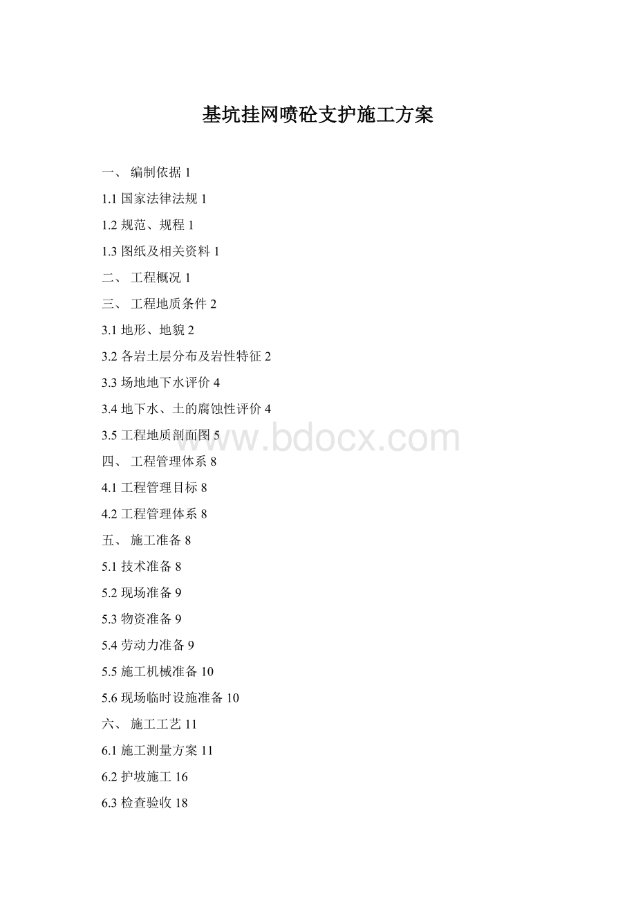 基坑挂网喷砼支护施工方案Word格式文档下载.docx