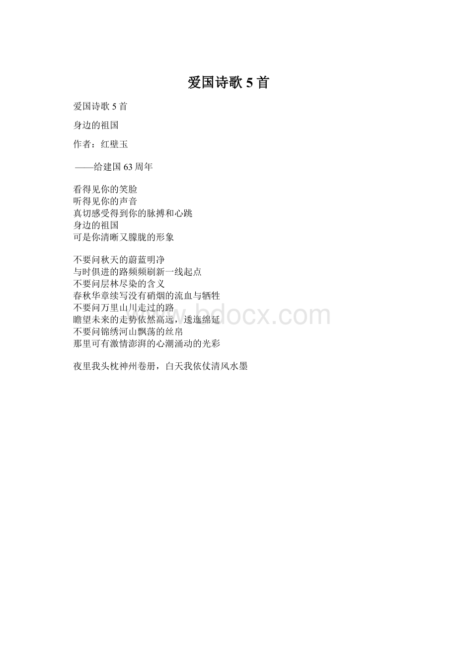 爱国诗歌5首文档格式.docx