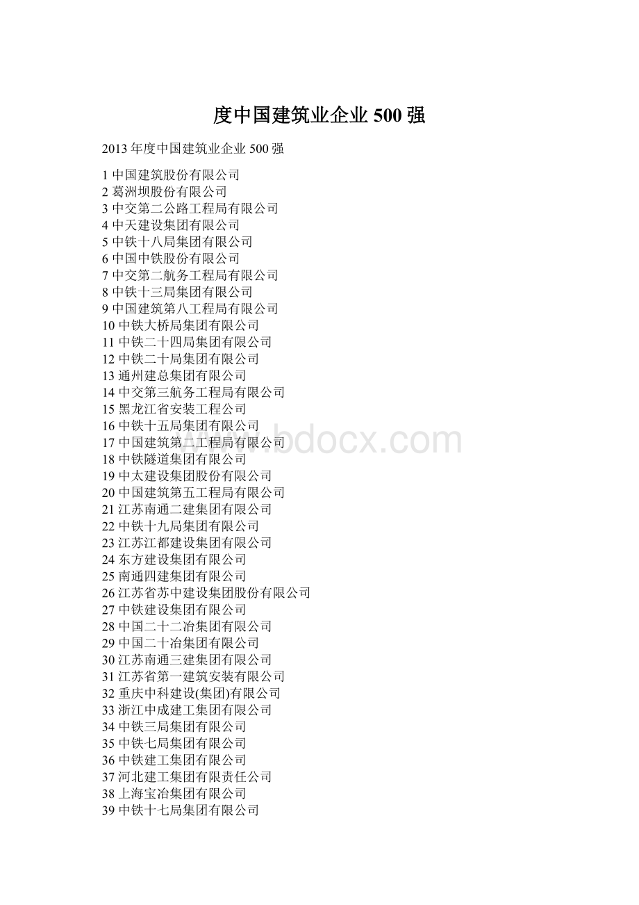 度中国建筑业企业500强.docx_第1页