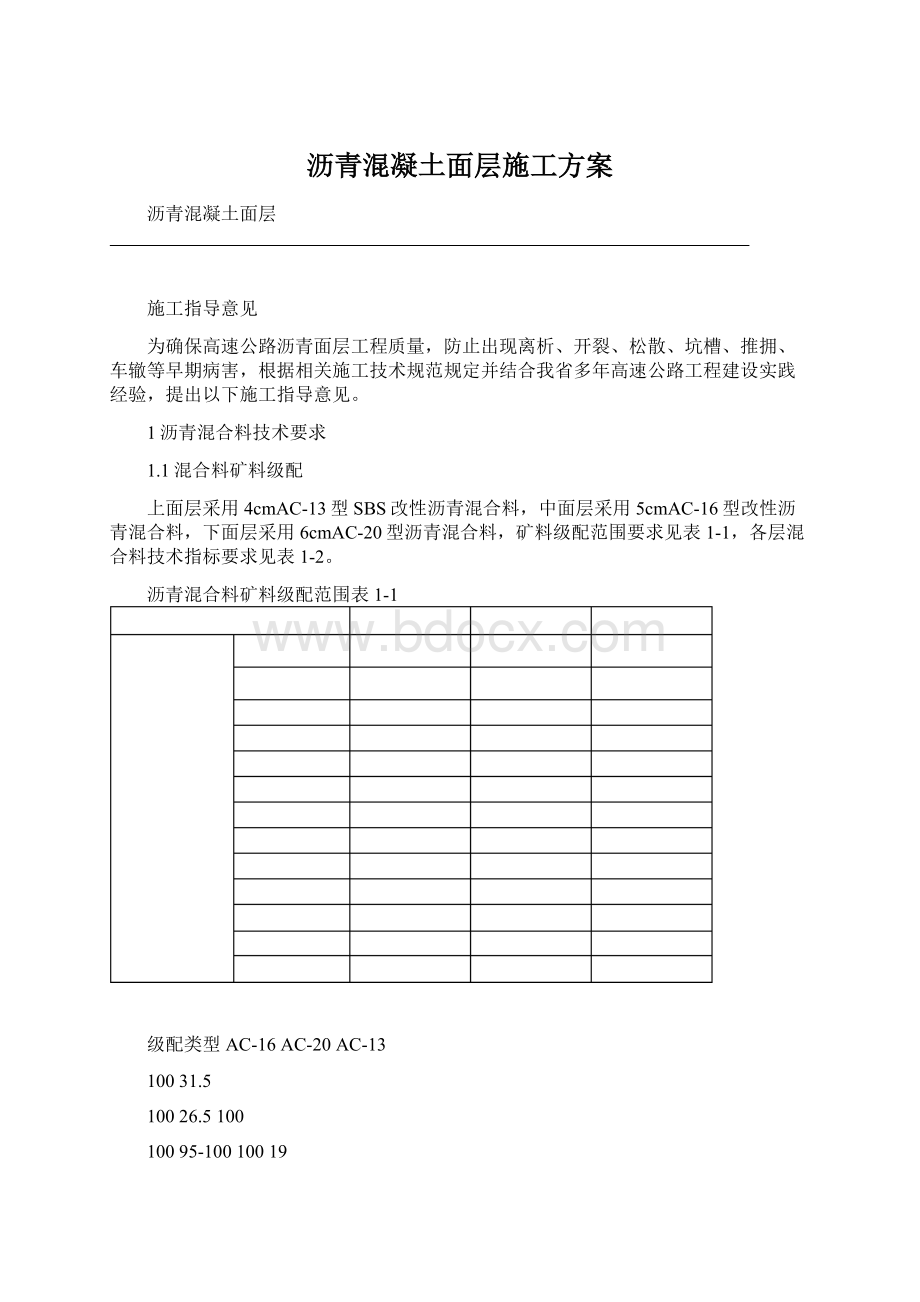 沥青混凝土面层施工方案Word下载.docx_第1页