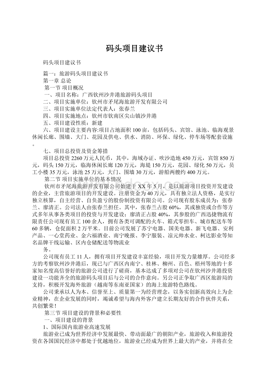 码头项目建议书Word文档下载推荐.docx