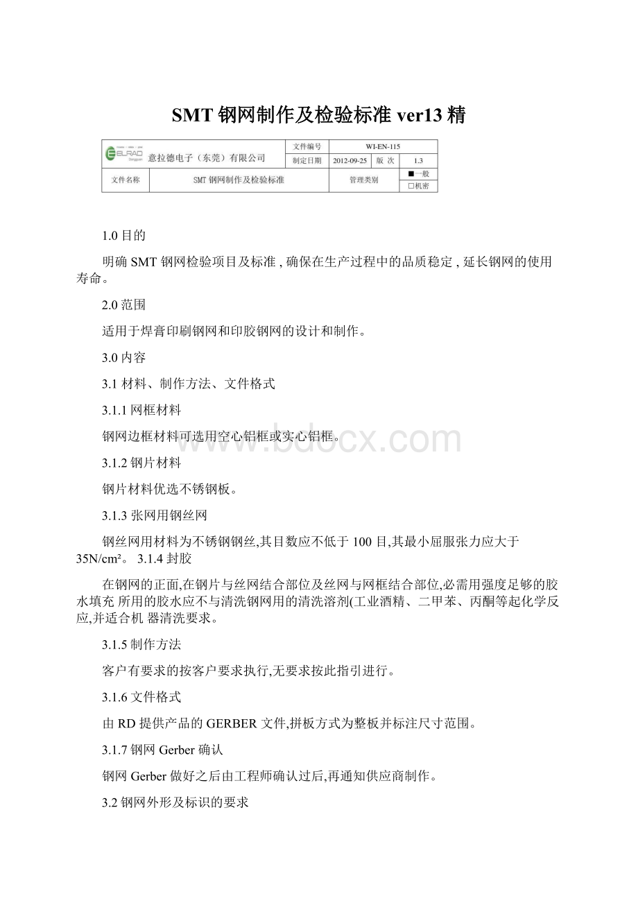 SMT钢网制作及检验标准ver13精.docx_第1页