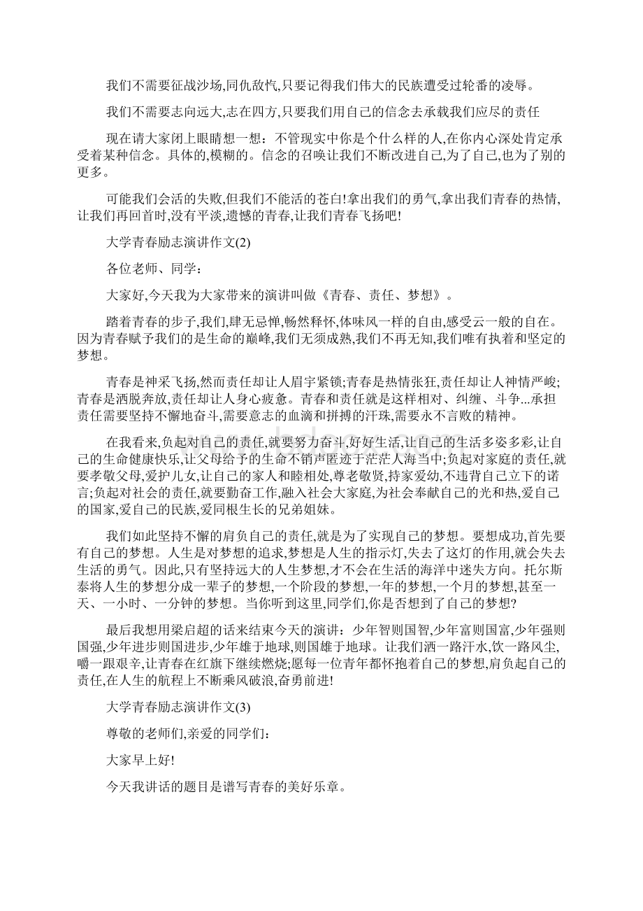 大学青春励志演讲作文5篇最新范文.docx_第2页