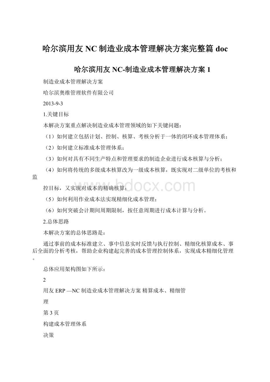 哈尔滨用友NC制造业成本管理解决方案完整篇docWord文档下载推荐.docx