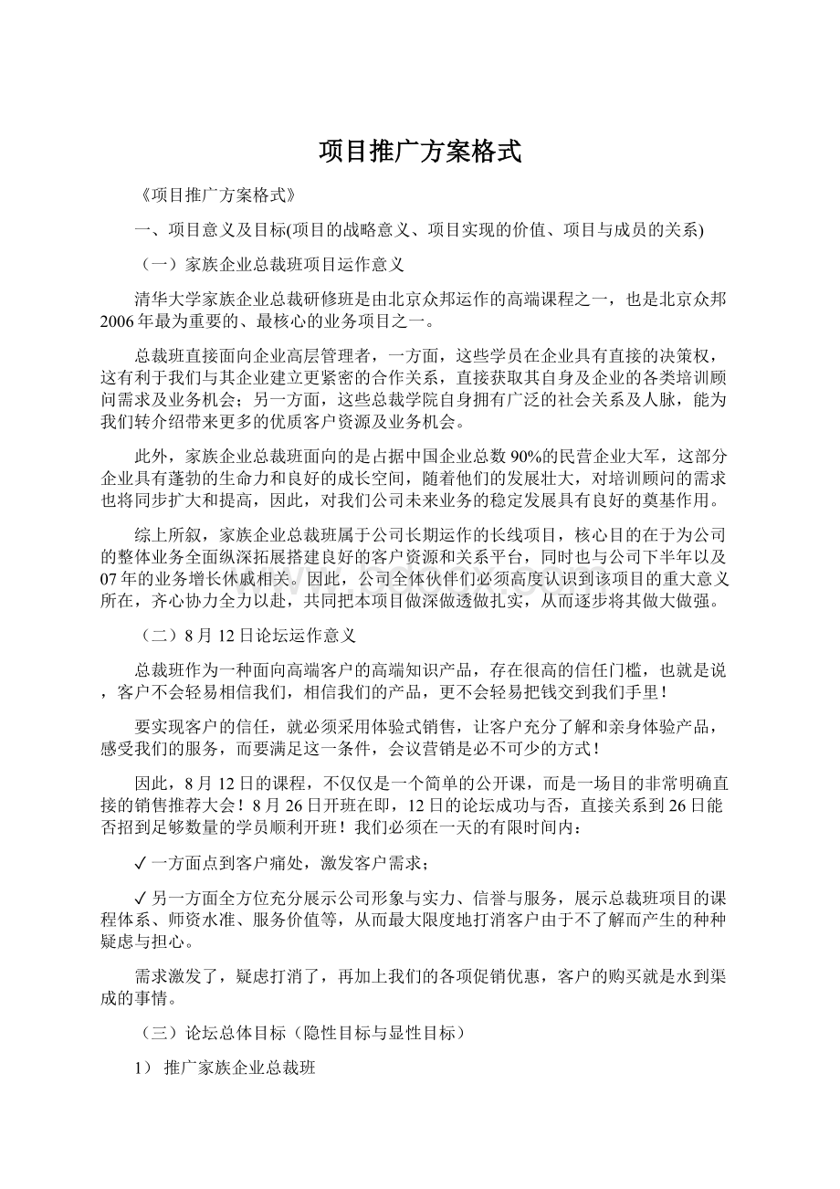 项目推广方案格式Word下载.docx