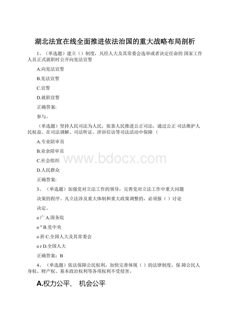 湖北法宣在线全面推进依法治国的重大战略布局剖析.docx_第1页