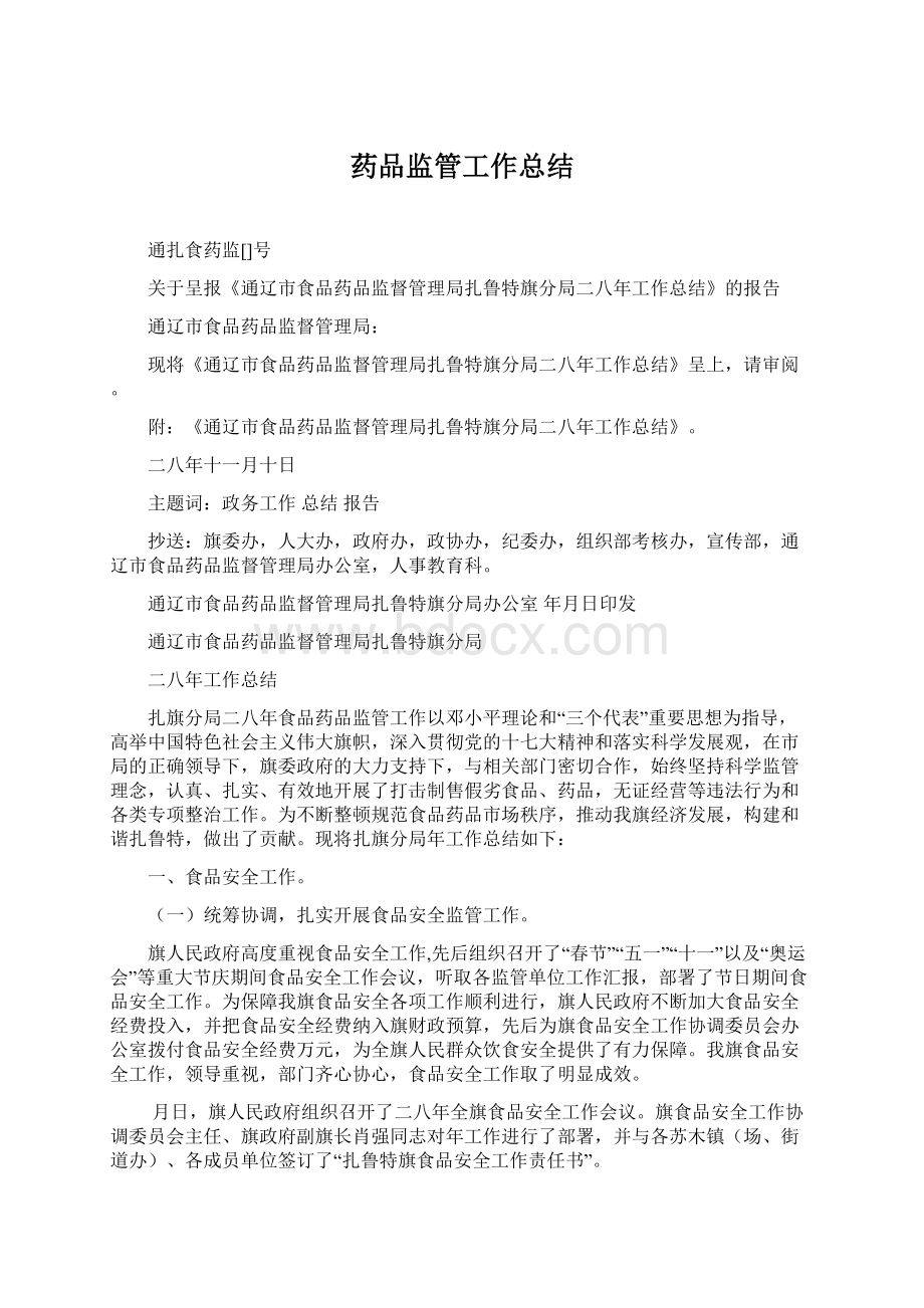 药品监管工作总结.docx_第1页