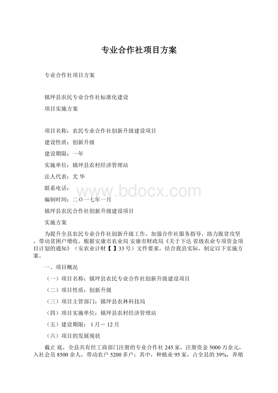 专业合作社项目方案Word文档下载推荐.docx_第1页