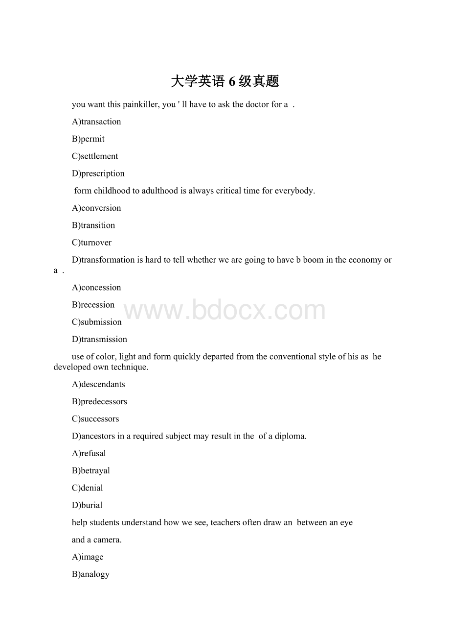 大学英语6级真题Word格式.docx_第1页