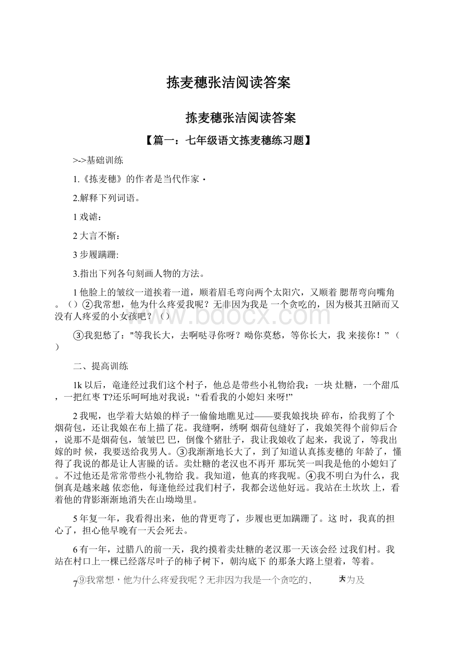 拣麦穗张洁阅读答案Word格式.docx_第1页