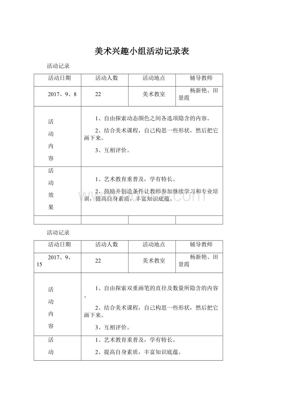 美术兴趣小组活动记录表.docx