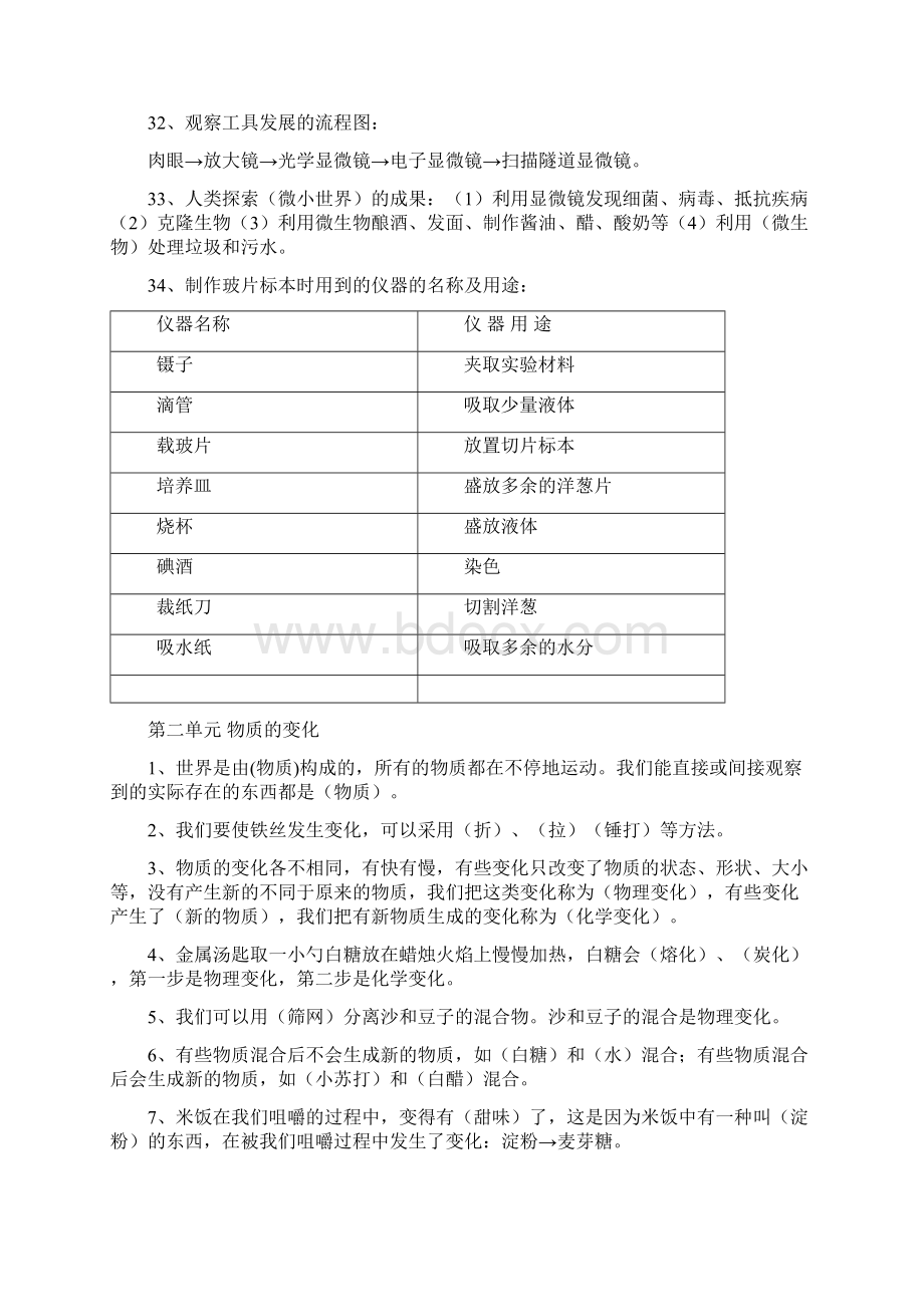 最新科教版小学六级下册科学总复习资料各单元知识点94792讲课教案.docx_第3页