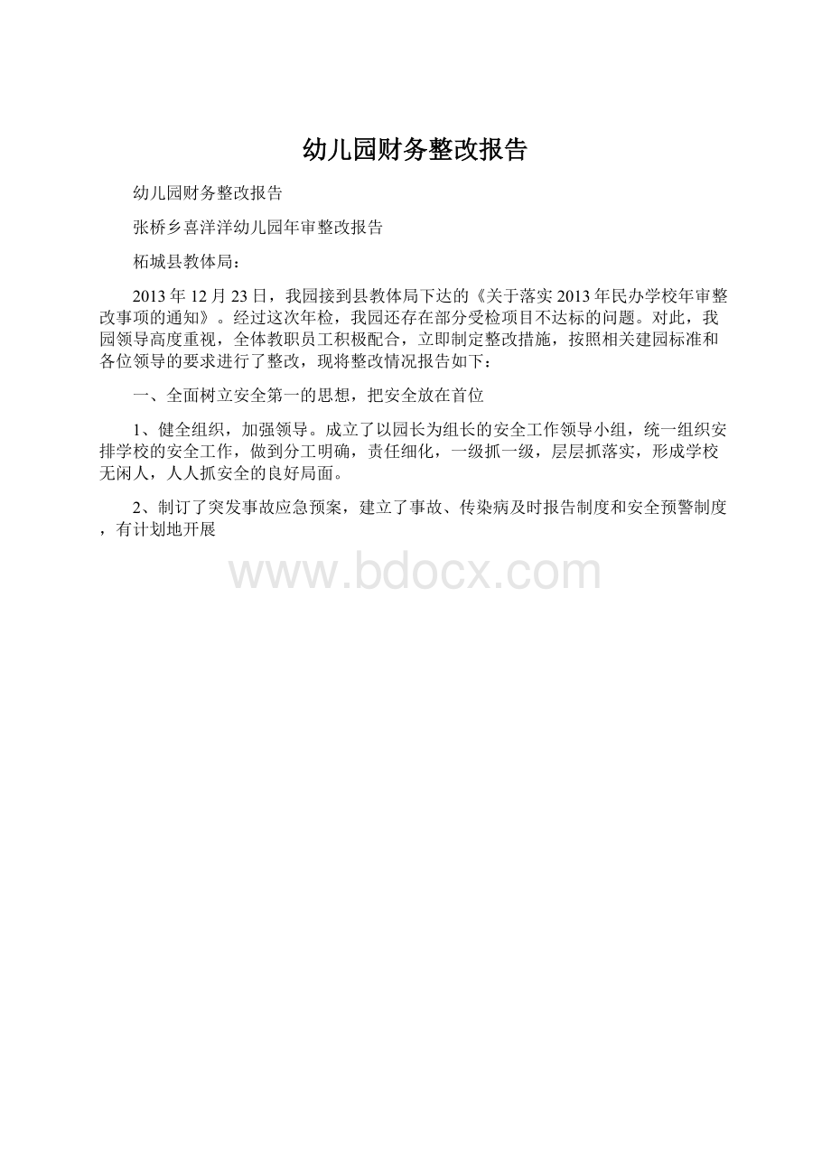 幼儿园财务整改报告.docx_第1页