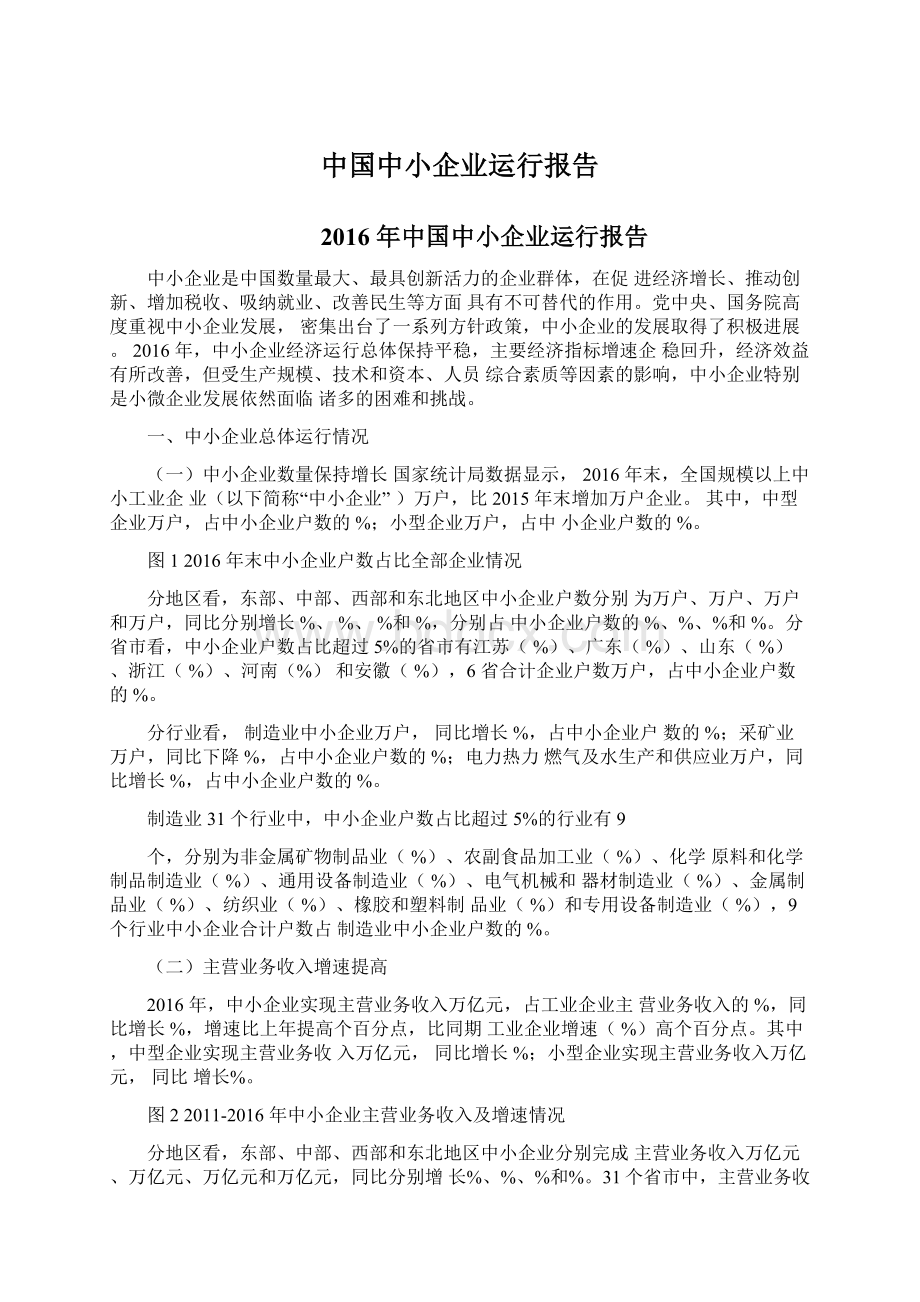 中国中小企业运行报告文档格式.docx