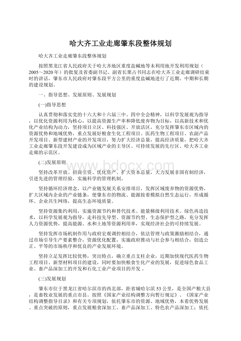 哈大齐工业走廊肇东段整体规划.docx