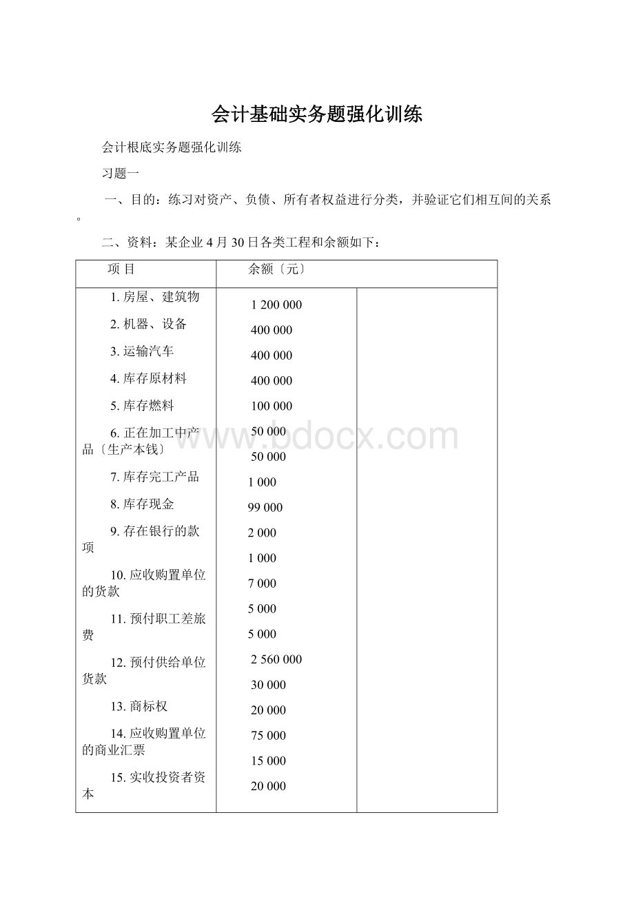 会计基础实务题强化训练.docx