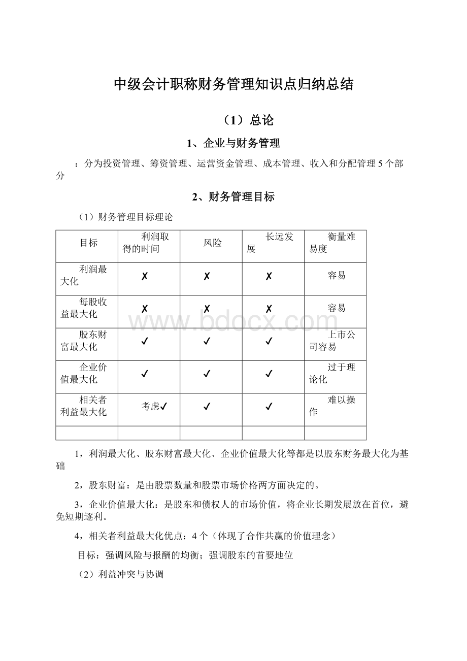 中级会计职称财务管理知识点归纳总结.docx_第1页