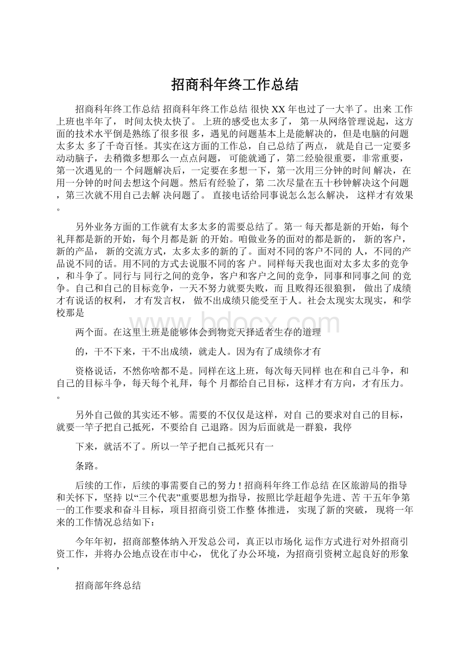 招商科年终工作总结Word文档下载推荐.docx