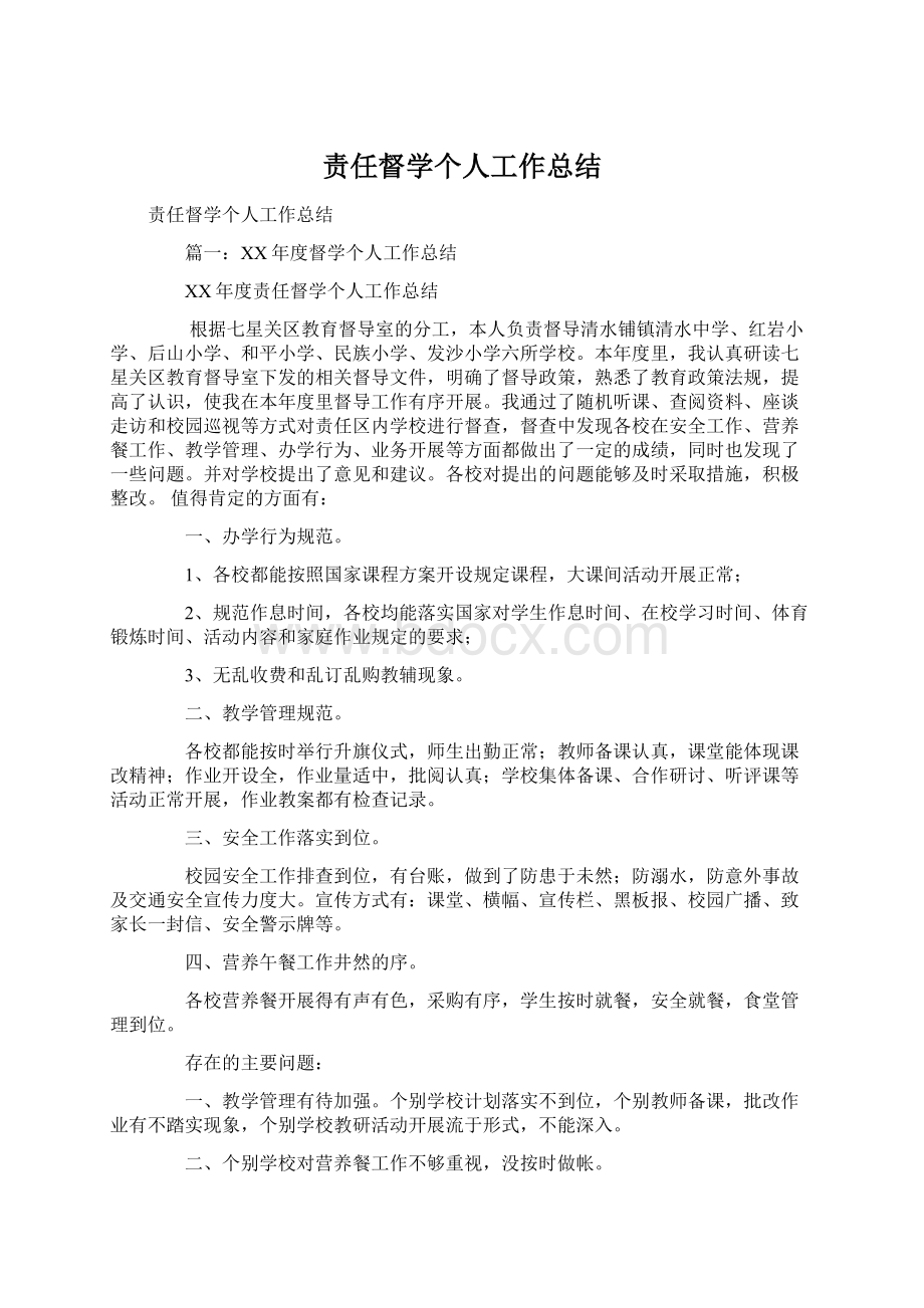 责任督学个人工作总结Word下载.docx