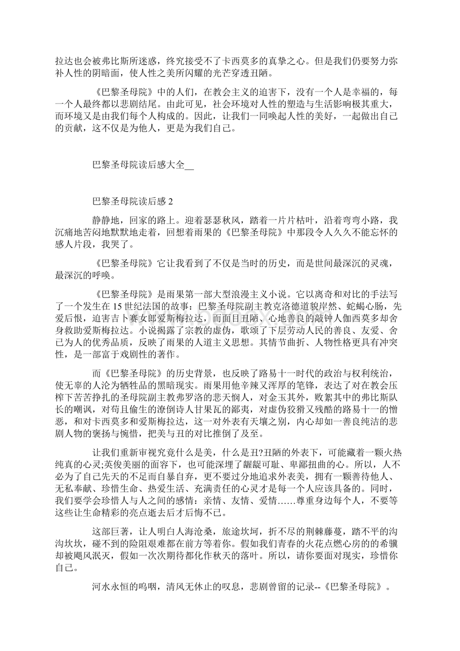 巴黎圣母院读后感大全.docx_第2页