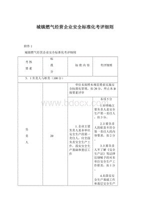 城镇燃气经营企业安全标准化考评细则Word文档格式.docx