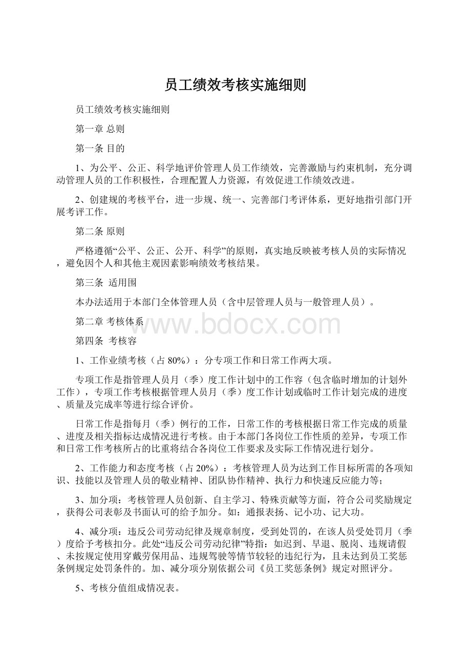 员工绩效考核实施细则.docx_第1页