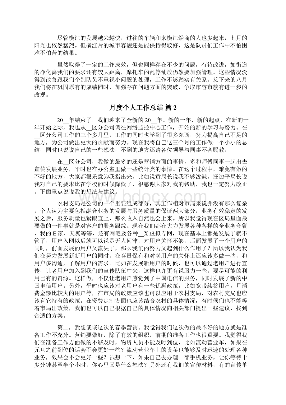 精选月度个人工作总结范文集合十篇.docx_第2页