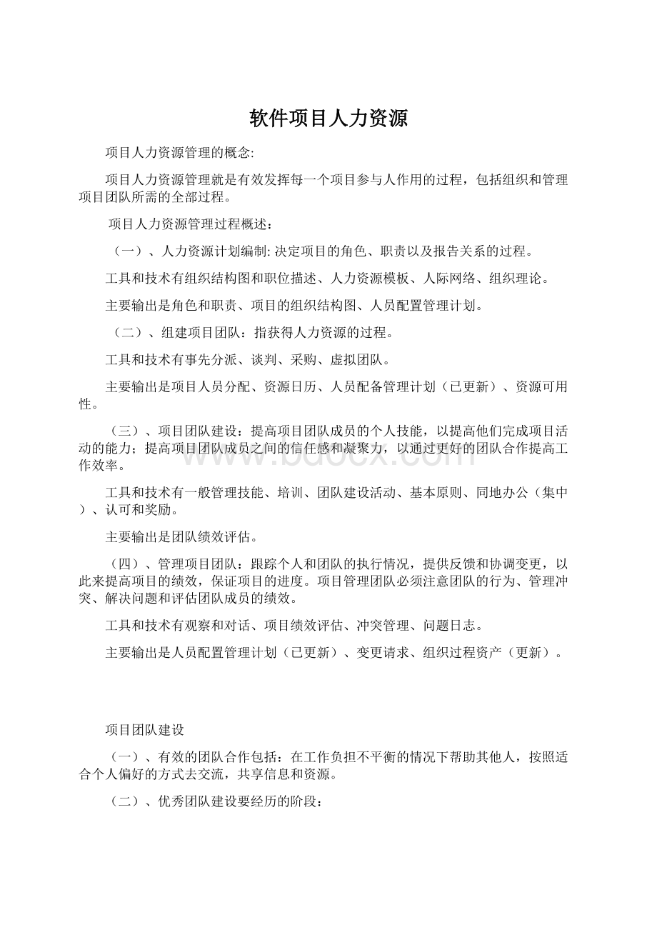 软件项目人力资源文档格式.docx