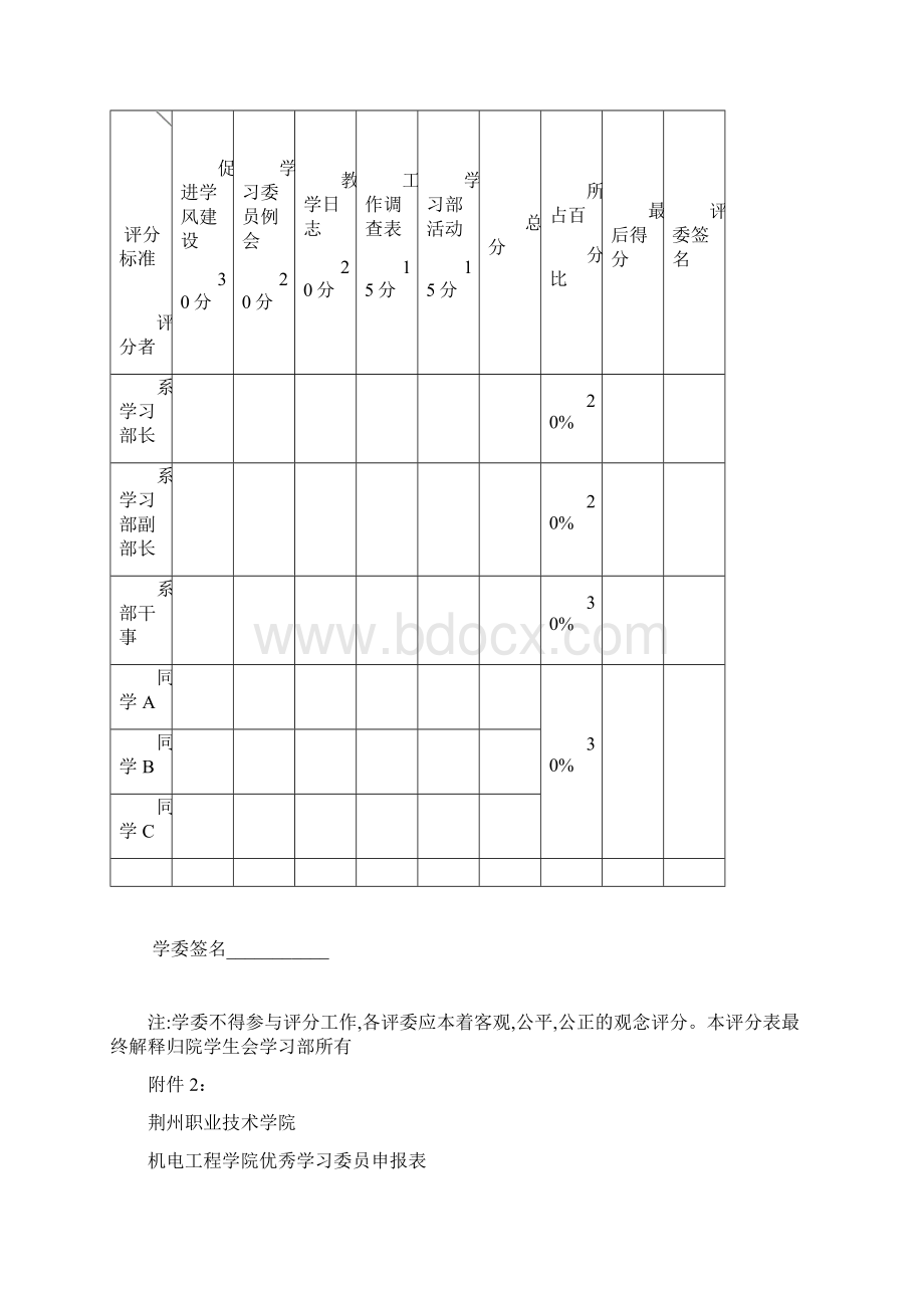 优秀学习委员评比策划简案文档格式.docx_第3页