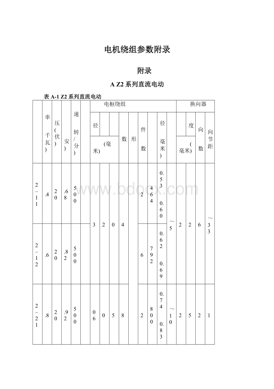 电机绕组参数附录.docx