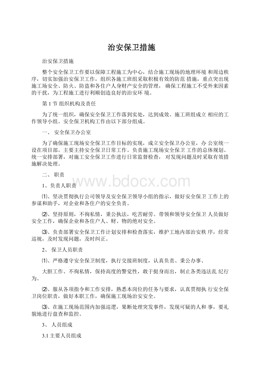 治安保卫措施Word格式文档下载.docx_第1页