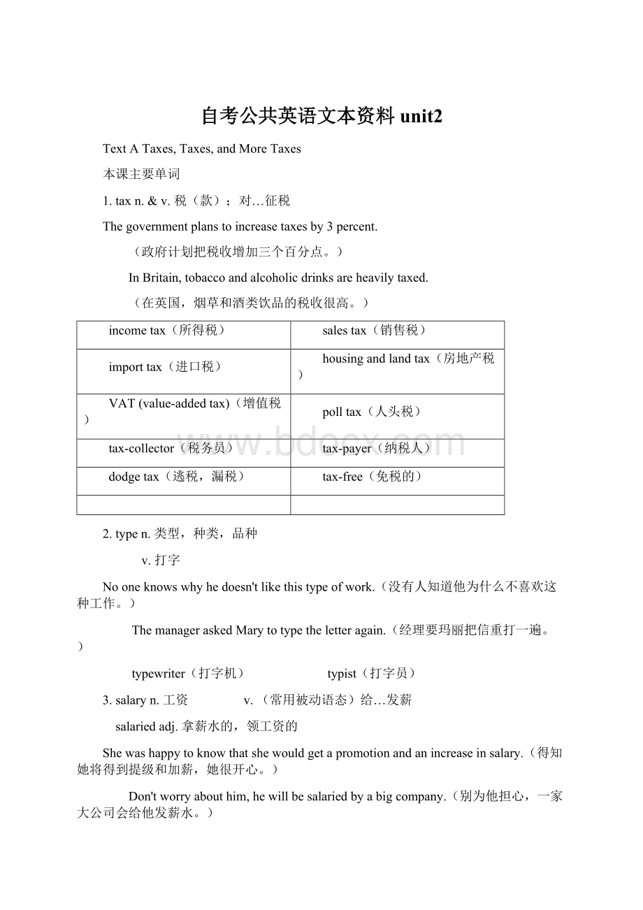 自考公共英语文本资料unit2.docx_第1页