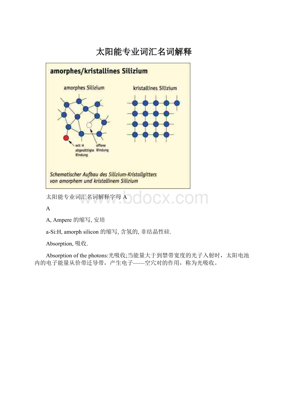 太阳能专业词汇名词解释.docx