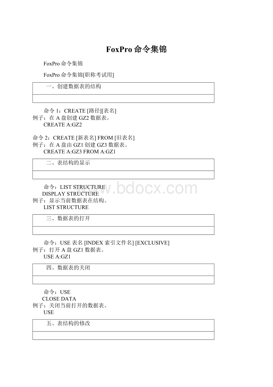 FoxPro命令集锦.docx_第1页