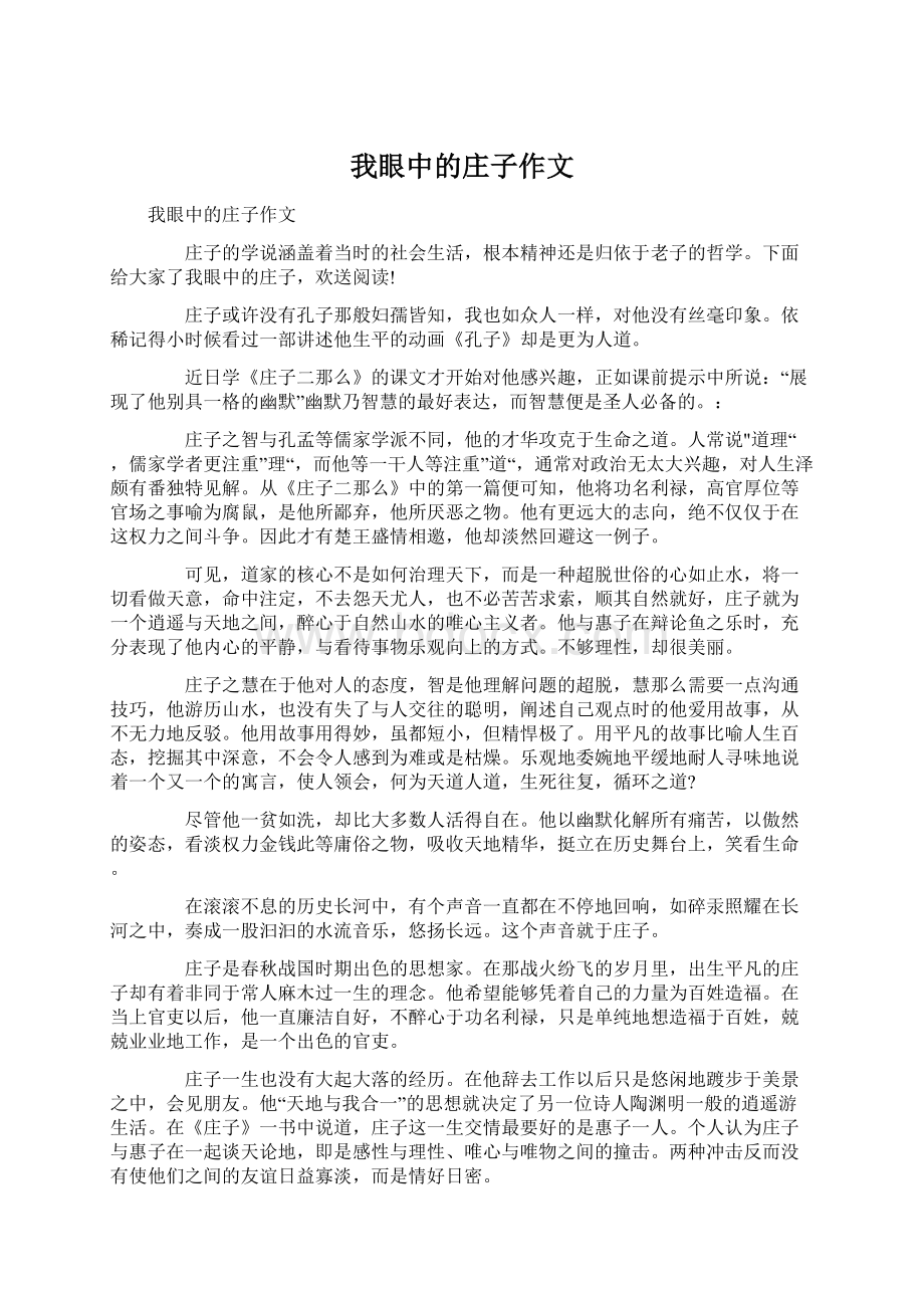 我眼中的庄子作文Word格式文档下载.docx