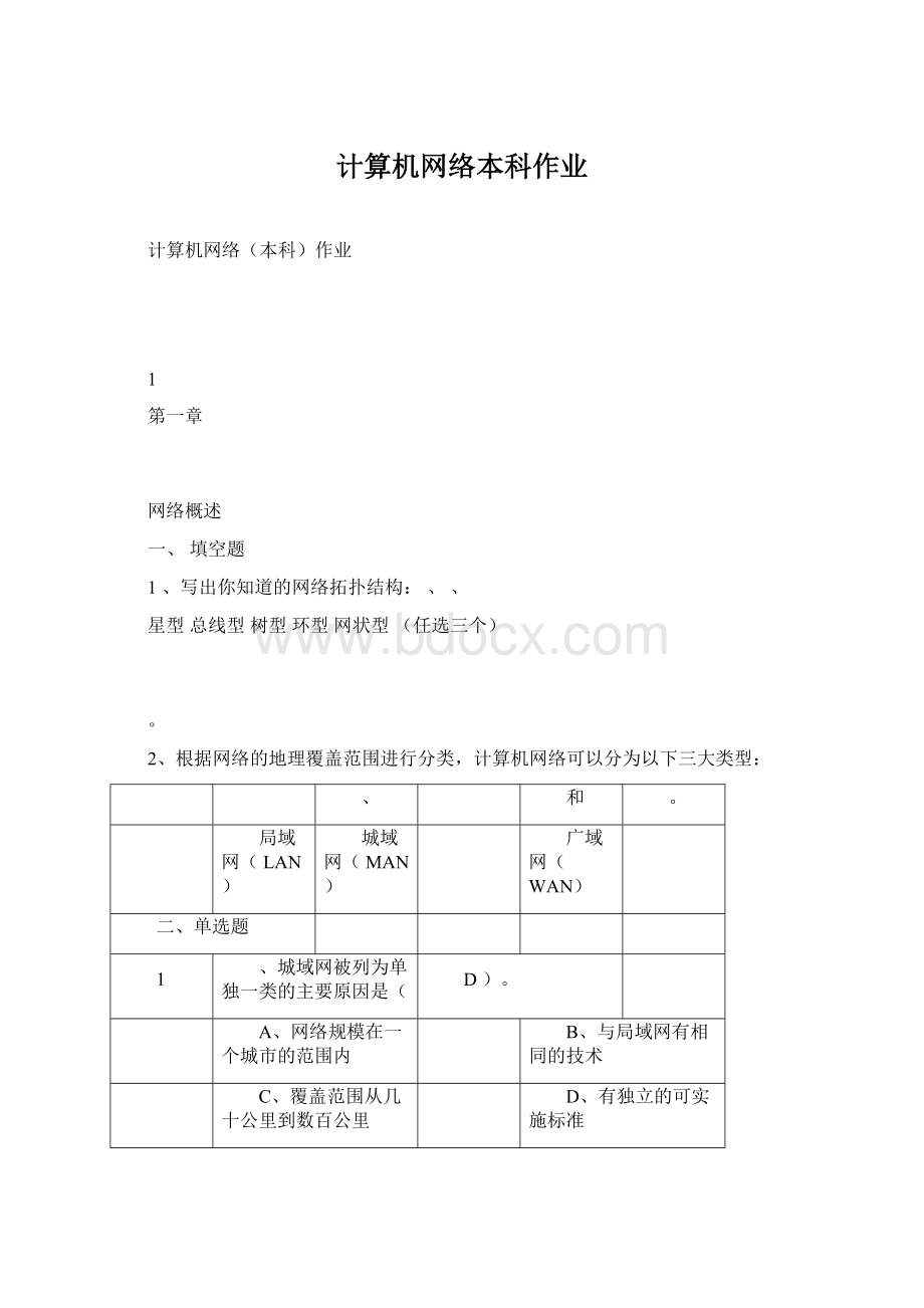 计算机网络本科作业Word下载.docx