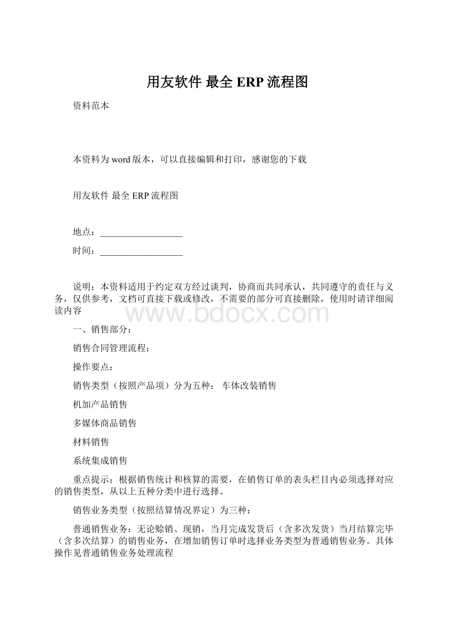 用友软件最全ERP流程图Word文档格式.docx_第1页