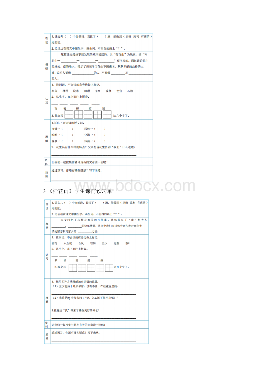 小学语文部编版五年级上册全册学生课前预习单.docx_第2页