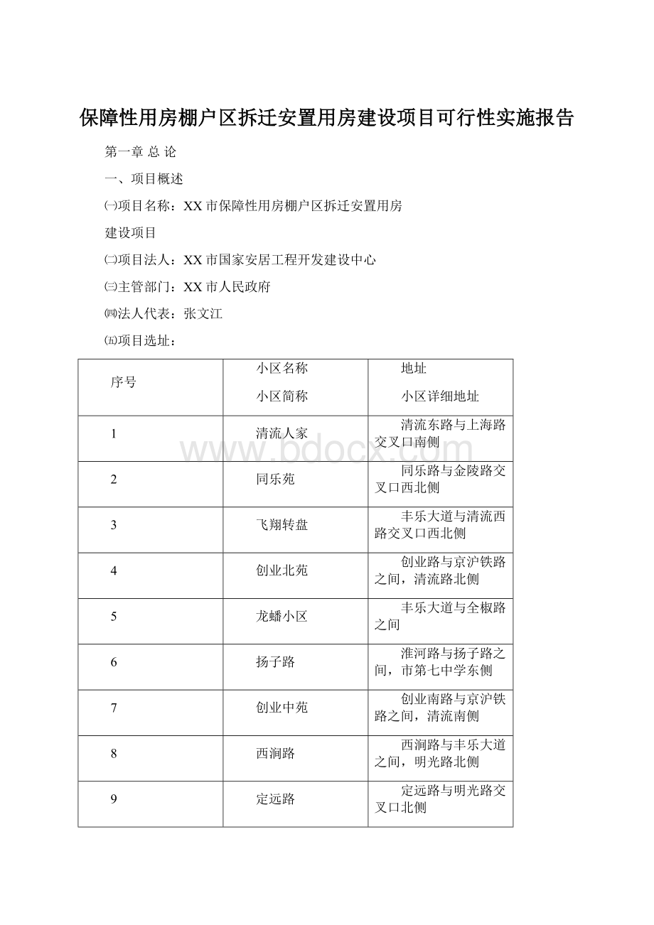 保障性用房棚户区拆迁安置用房建设项目可行性实施报告.docx_第1页