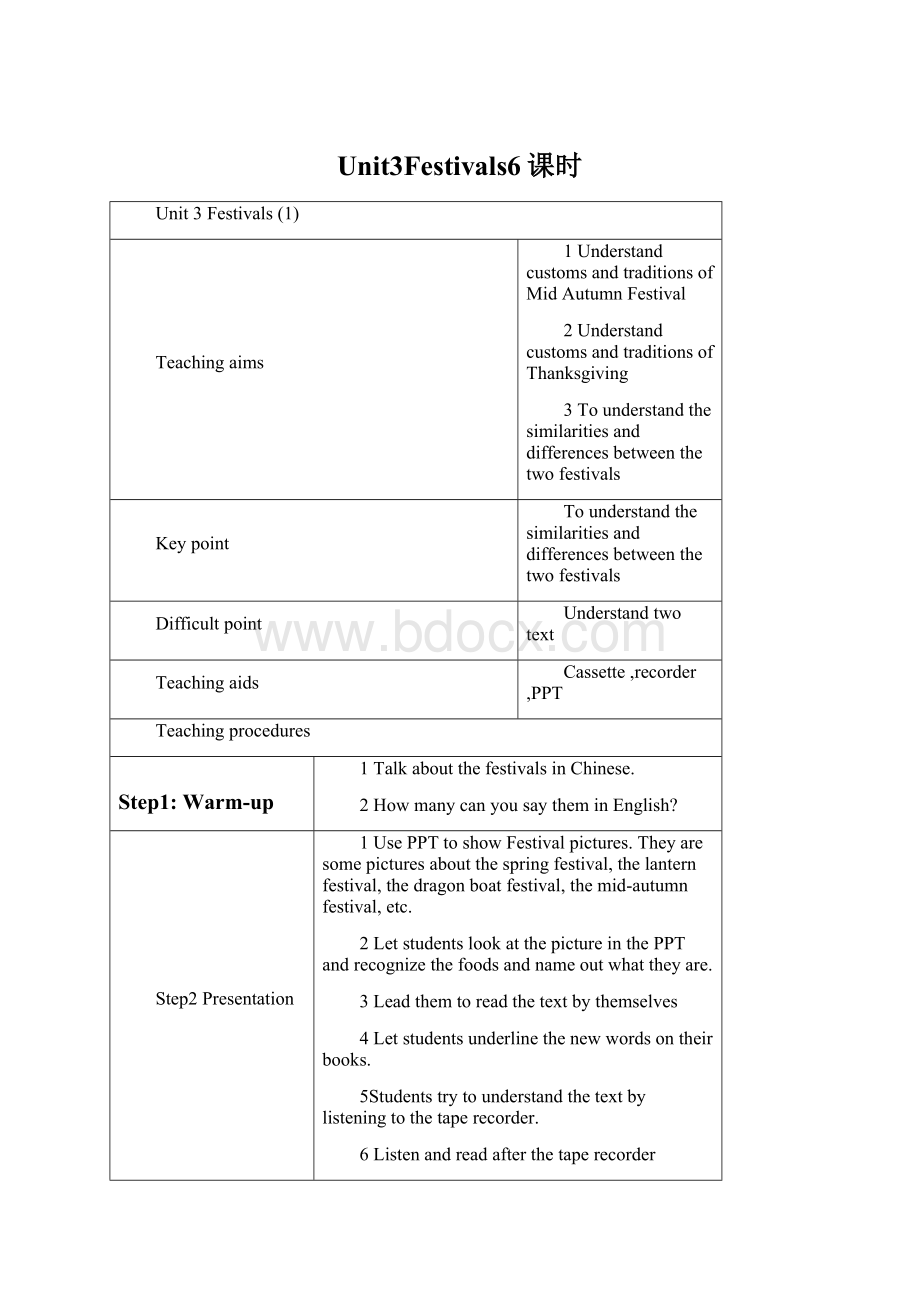 Unit3Festivals6课时.docx