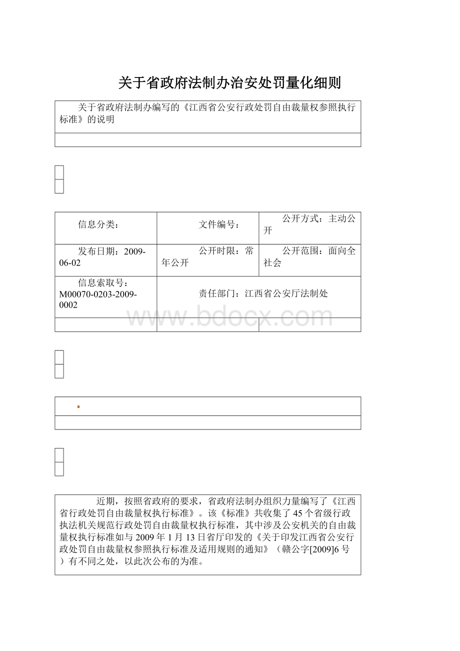 关于省政府法制办治安处罚量化细则Word文件下载.docx_第1页