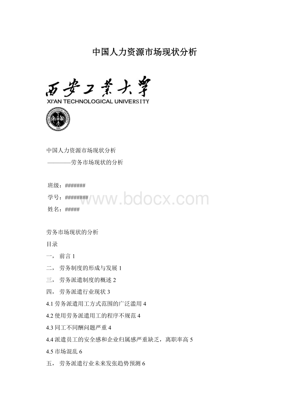 中国人力资源市场现状分析Word格式.docx