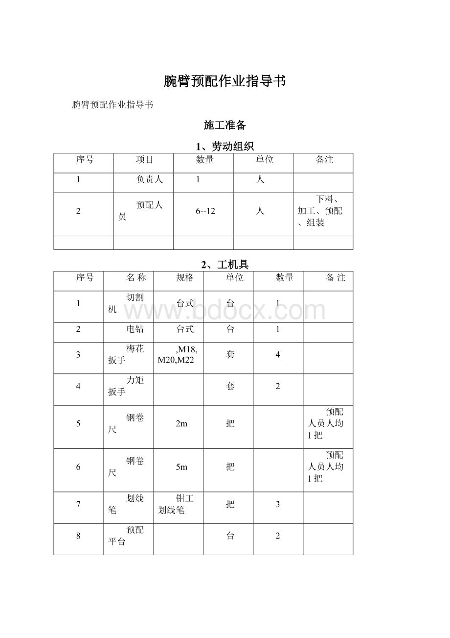 腕臂预配作业指导书Word格式文档下载.docx