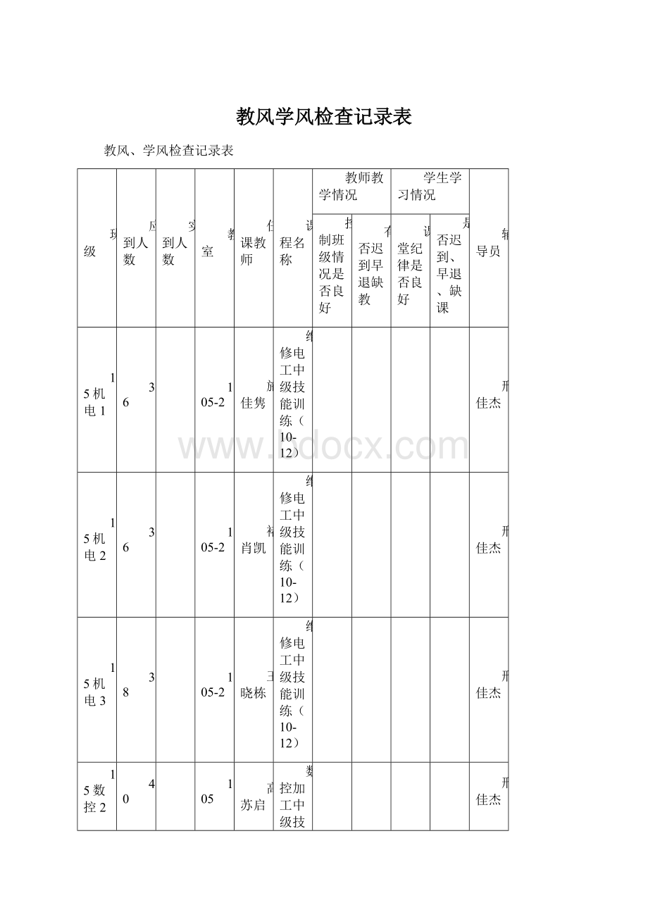 教风学风检查记录表.docx_第1页