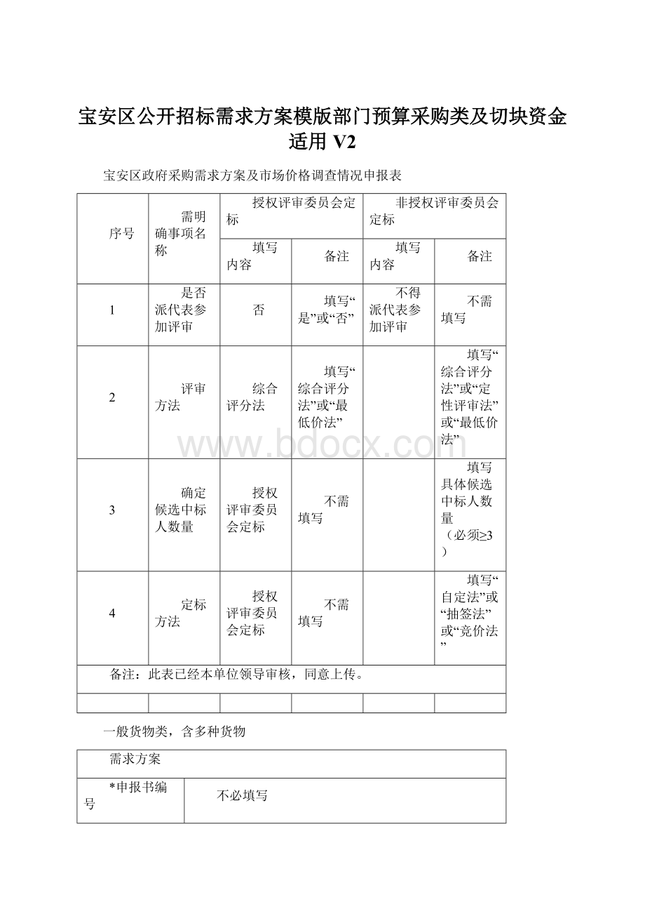 宝安区公开招标需求方案模版部门预算采购类及切块资金适用V2.docx_第1页