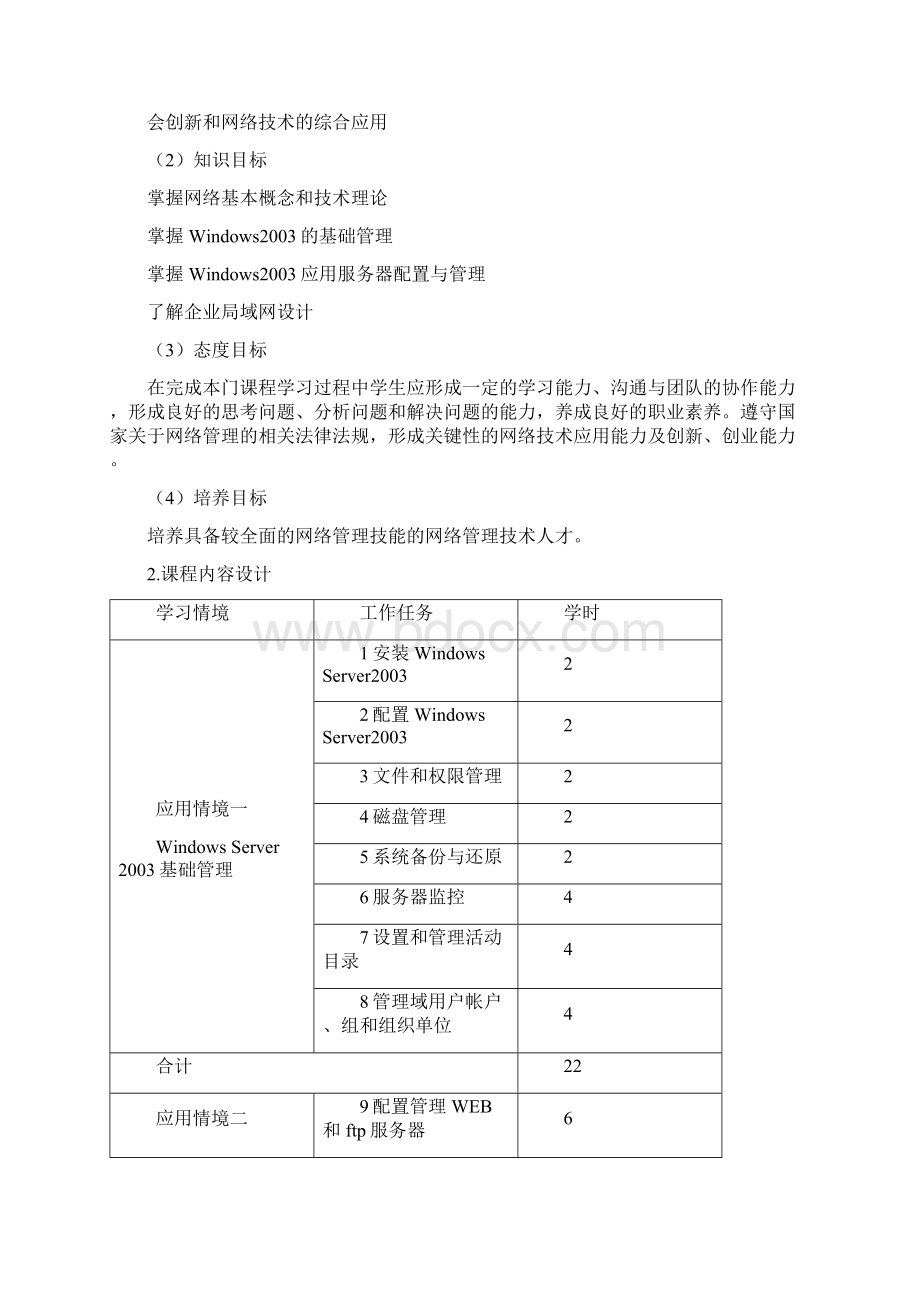 网络操作系统课程标准Word格式文档下载.docx_第2页