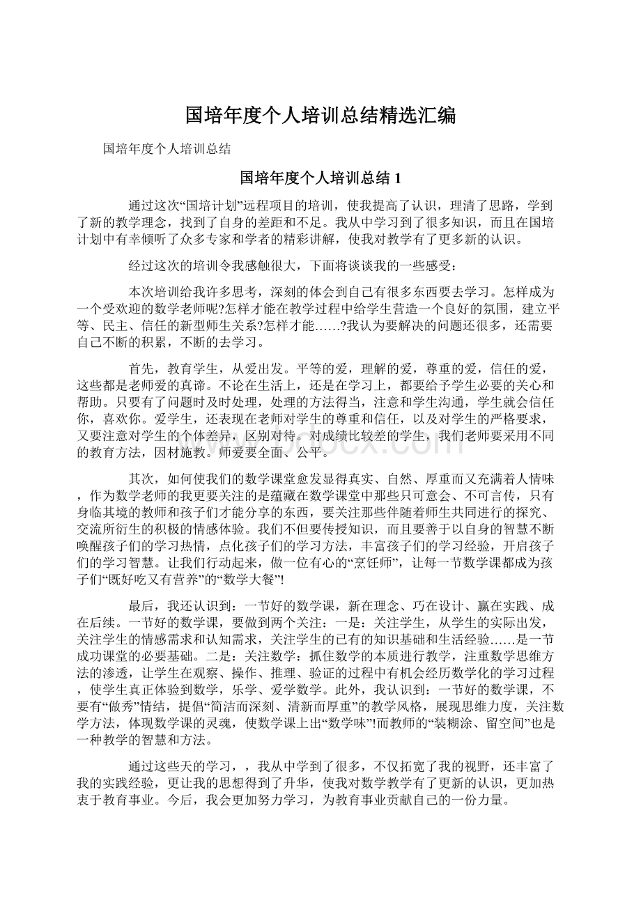 国培年度个人培训总结精选汇编.docx_第1页