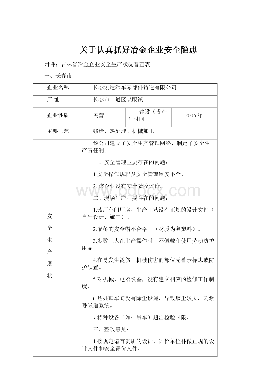 关于认真抓好冶金企业安全隐患.docx